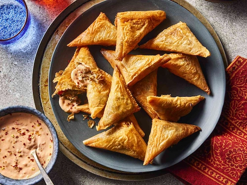 Chicken Briouat with Almond Filling and Carrot-Orange Salad