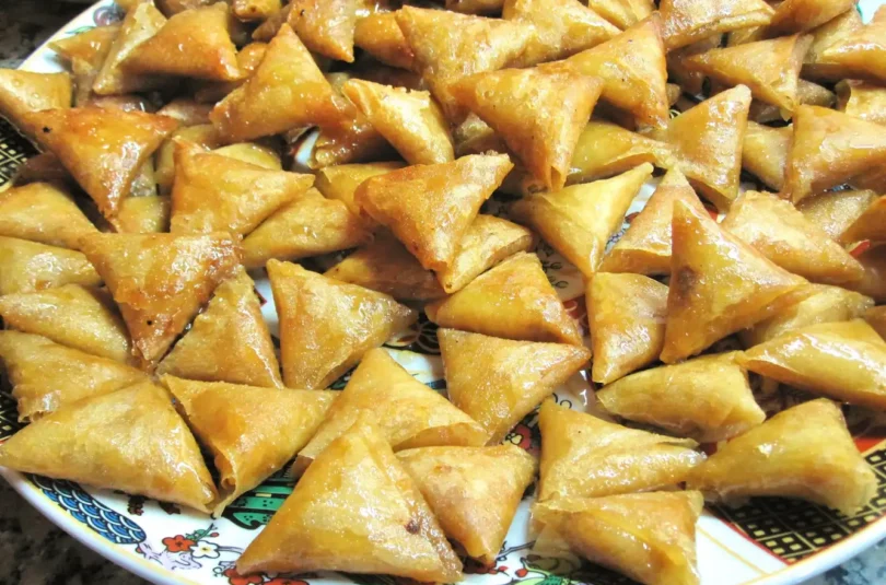Almond Briouats with Honey, Orange Blossom, and Sesame