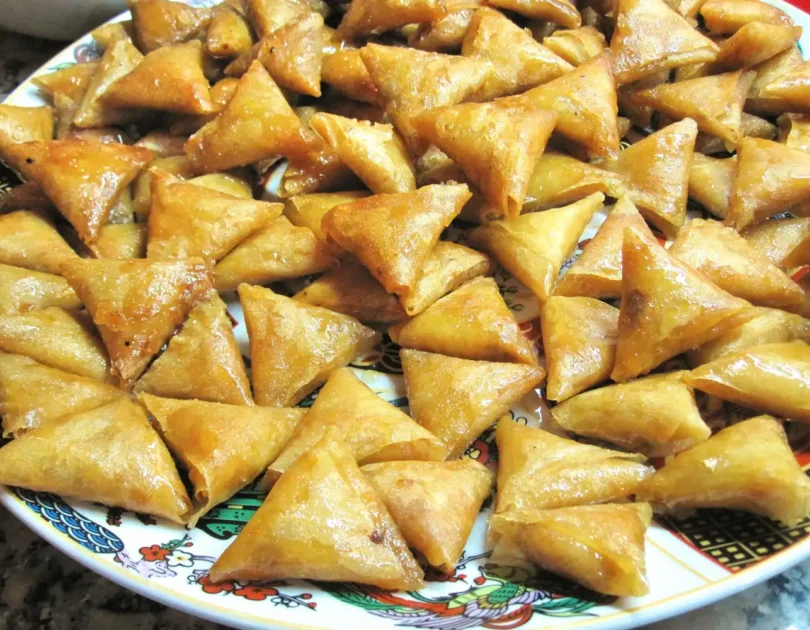 Almond Briouats with Honey, Orange Blossom, and Sesame