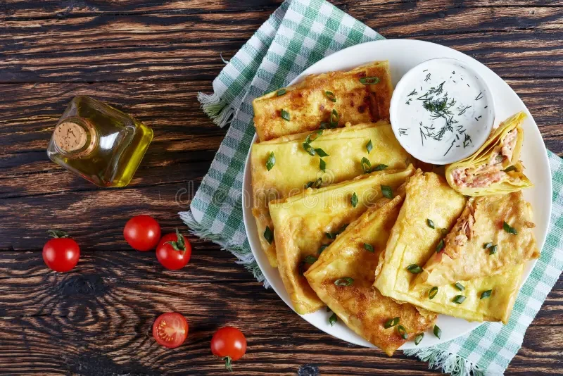 Rghaif (Stuffed Msemen) with Chicken, Onion, and Warm Spices